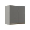 Módulo Armário Aéreo 68x70 2 Portas 100% MDF Cozinha Modulada Gold Robel Fendi/Cinza