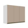 Módulo Armário Aéreo 88x120x34cm 3 Portas 100% MDF Cozinha Modulada Gold J Robel Branco/Fendi Matte