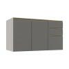 Módulo Balcão 120cm 3 Gavetas 100% MDF Cozinha Modulada Gold Robel Fendi/Cinza