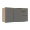 Módulo Balcão 120cm 3 Gavetas 100% MDF Cozinha Modulada Gold Robel Hanover/Cinza