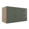 Módulo Balcao 120cm 3 Gavetas 2 Portas 100% MDF Cozinha Modulada Provence Robel Hanover/Salvia Matte