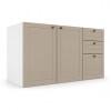 Módulo Balcão 120x68x56cm 3 Gavetas 2 Portas 100% MDF Cozinha Provence Robel Branco/Fendi Matte