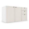 Módulo Balcão 120x68x56cm 3 Gavetas 2 Portas 100% MDF Cozinha Provence Robel Branco/Off White Matte