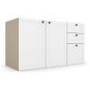 Módulo Balcão 120x68x56cm 3 Gavetas 2 Portas 100% MDF Cozinha Provence Robel Fendi/Branco Matte