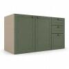 Módulo Balcão 120x68x56cm 3 Gavetas 2 Portas 100% MDF Cozinha Provence Robel Fendi/Salvia Matte
