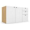 Módulo Balcão 120x68x56cm 3 Gavetas 2 Portas 100% MDF Cozinha Provence Robel Hanover/Branco Matte