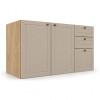 Módulo Balcão 120x68x56cm 3 Gavetas 2 Portas 100% MDF Cozinha Provence Robel Hanover/Fendi Matte