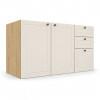 Módulo Balcão 120x68x56cm 3 Gavetas 2 Portas 100% MDF Cozinha Provence Robel Hanover/Off White Matte