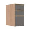 Módulo Balcão 35cm 3 Gavetas 100% MDF Cozinha Modulada Gold J Robel Hanover/Cinza Matte