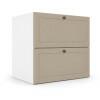 Módulo Balcão 60x68x56cm 2 Gavetas + 1 Gaveta Oculta 100% MDF Cozinha Provence Robel Branco/Fendi Matte