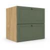 Módulo Balcão 60x68x56cm 2 Gavetas + 1 Gaveta Oculta 100% MDF Cozinha Provence Robel Hanover/Salvia Matte