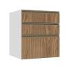 Módulo Balcão 60cm 3 Gavetas 100% MDF Cozinha Modulada Gold J Robel Branco/Amendoeira BP