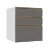 Módulo Balcão 60cm 3 Gavetas 100% MDF Cozinha Modulada Gold J Robel Branco/Cinza Matte