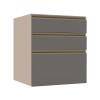 Módulo Balcão 60cm 3 Gavetas 100% MDF Cozinha Modulada Gold J Robel Fendi/Cinza Matte