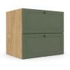 Módulo Balcão 70x68x56cm 2 Gavetas + 1 Gaveta Oculta 100% MDF Cozinha Provence Robel Hanover/Salvia Matte