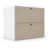 Módulo Balcão 80x68x56cm 2 Gavetas + 1 Gaveta Oculta 100% MDF Cozinha Provence Robel Branco/Fendi Matte