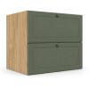 Módulo Balcão 80x68x56cm 2 Gavetas + 1 Gaveta Oculta 100% MDF Cozinha Provence Robel Hanover/Salvia Matte