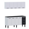 Cozinha de Aço Balcão Com Tampo Preto e Armário Aéreo Novo Vênus 180 Cozimax Branco/Preto