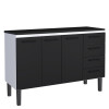 Balcão de Aço Com Tampo Madeira 134x91x52cm 3 Portas 4 Gavetas Juno 140 Cozimax Preto/Preto