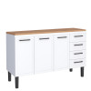 Balcão de Aço Com Tampo Madeira 144x91x52cm 3 Portas 4 Gavetas Juno 150 Cozimax Branco/Jequitiba