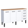 Balcão de Aço Com Tampo Madeira 153x91x52cm 3 Portas 4 Gavetas Juno 160 Cozimax Branco/Jequitiba