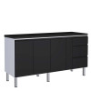 Balcão Para Cozinha de Aço 3 Portas 3 Gavetas e Porta Tempero Gaia 180 Com Tampo Cozimax Preto