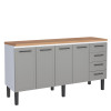 Balcão de Aço Com Tampo Madeira 174x91x52cm 4 Portas 4 Gavetas Juno 180 Cozimax Cinza/Jequitiba