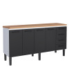 Balcão de Aço Com Tampo Madeira 174x91x52cm 4 Portas 4 Gavetas Juno 180 Cozimax Preto/Jequitiba