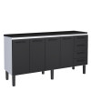 Balcão de Aço Com Tampo Madeira 174x91x52cm 4 Portas 4 Gavetas Juno 180 Cozimax Preto/Preto