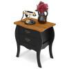 Bombê Retrô Sala Quarto 2 Gavetas 68x45x71 Premier Patrimar Preto/Cumaru
