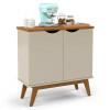 Buffet Aparador Pequeno 2 Portas 81cm Prism Patrimar Off White/Cumaru