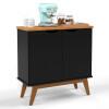 Buffet Aparador Pequeno 2 Portas 81cm Prism Patrimar Preto/Cinamomo