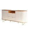 Buffet Sala Jantar 180cm Tampo Vidro Atlanta Lukaliam Off White/Jequitiba