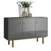 Buffet Balcão Sala 3 Portas 120cm Catar Lukaliam Cinza Perolizado/Tauari