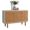 Buffet Balcão Sala 3 Portas 120cm Catar Lukaliam Tauri/Off White Perolizado