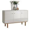 Buffet Balcão Sala 3 Portas 120cm Catar Lukaliam Off White Perolizado/Tauari