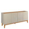Buffet Balcão 180cm Sala com 4 Portas Flip 1.8 Patrimar Off White/Cumaru