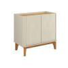 Buffet Balcão Pequeno 90cm Sala com 2 Portas Flip 90 Patrimar Off White/Cinamomo