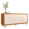 Buffet Sala Jantar 180cm 4 Portas Cantos Arredondado Liv 1.8 EDN Cedro/Off White