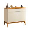 Buffet Pequeno Sala Jantar 95cm 2 Portas 2 Gavetas Magnum EDN Off White/Cedro
