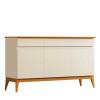 Buffet 140cm Sala Jantar 3 Portas 3 Gavetas Magnum EDN Off White/Cedro