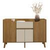 Buffet Aparador Sala 136cm 4 Portas 1 Gaveta Prata RV Móveis Cinamomo/Off White