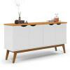 Buffet Aparador 160cm 4 Portas Pés Madeira Prism Patrimar Branco/Cinamomo