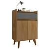 Buffet Aparador Pequeno 77cm 2 Portas 1 Gaveta Ouro RV Móveis Cinamomo/Grafite