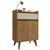 Buffet Aparador Pequeno 77cm 2 Portas 1 Gaveta Ouro RV Móveis Cinamomo/Off White