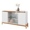 Buffet Cristaleira 1.7 Porta de Vidro Sala de Jantar Bari Casa D Branco/Cedro