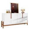 Buffet Balcão Sala de Jantar 4 Portas Lizz 1.7 Casa D Branco/Cedro