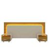 Cabeceira Para Cama Box de Casal Queen e King com 2 Mesas de Cabeceiras Innova Gelius Naturale/Off White