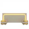 Cabeceira Para Cama Box de Casal Queen e King com 2 Mesas de Cabeceiras Innova Gelius Off White