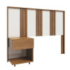 Cabeceira de Solteiro com Mesa Lateral Gaveta Flora Lukaliam Cinamomo/Off White